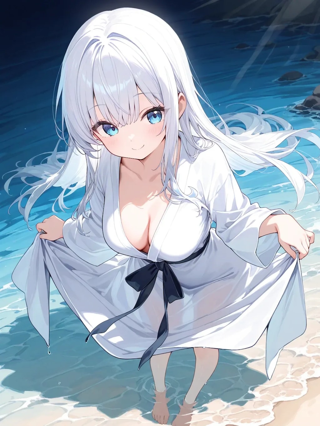 海で遊ぶシスターちゃん