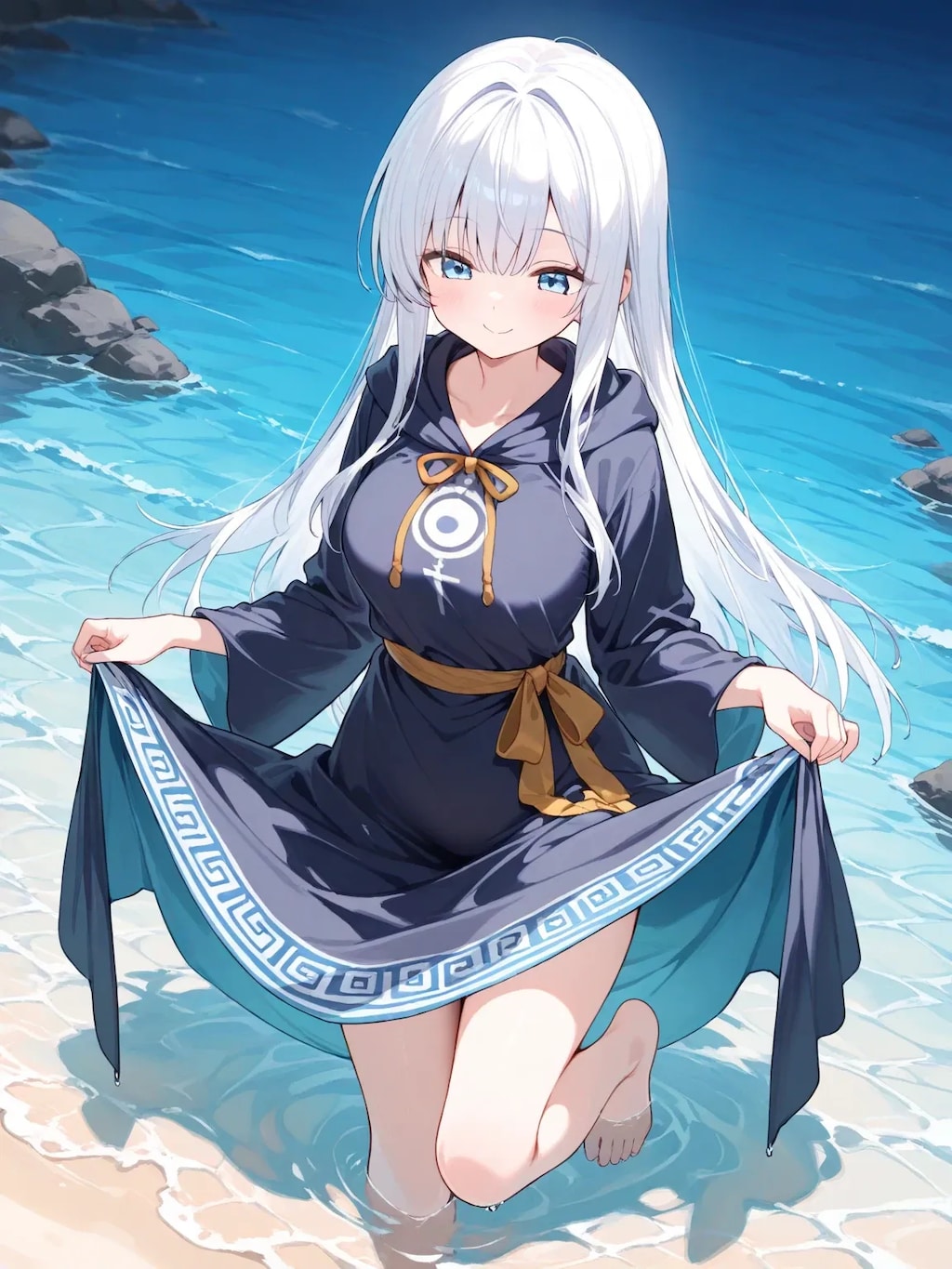 海で遊ぶシスターちゃん