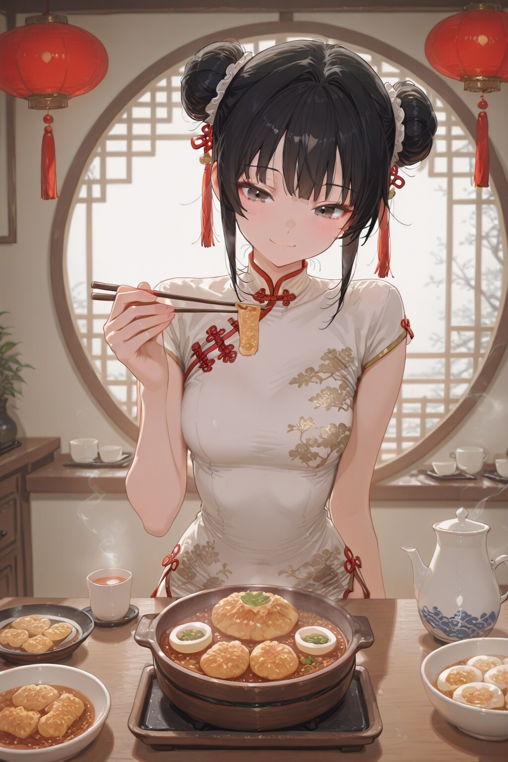 点心を食べている女の子