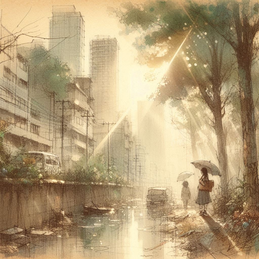 街と水たまり、少女257