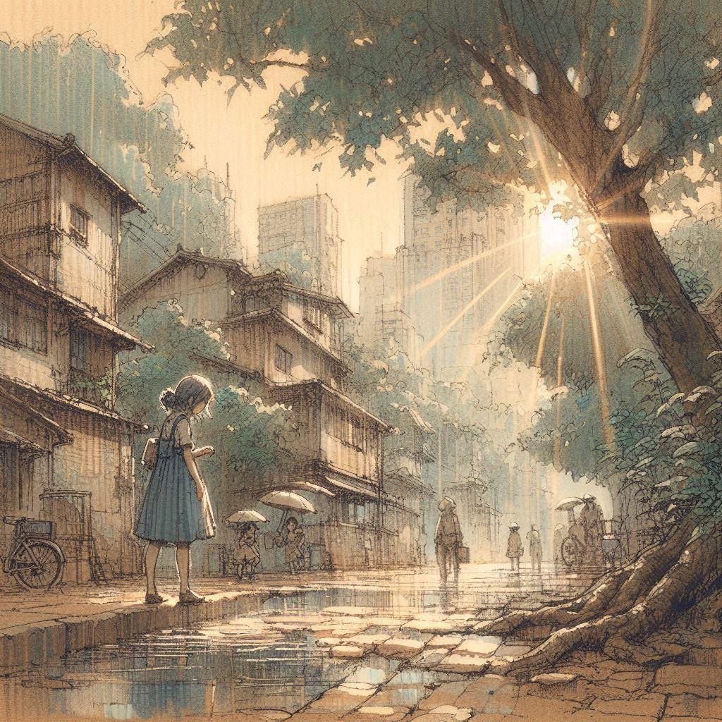 街と水たまり、少女257