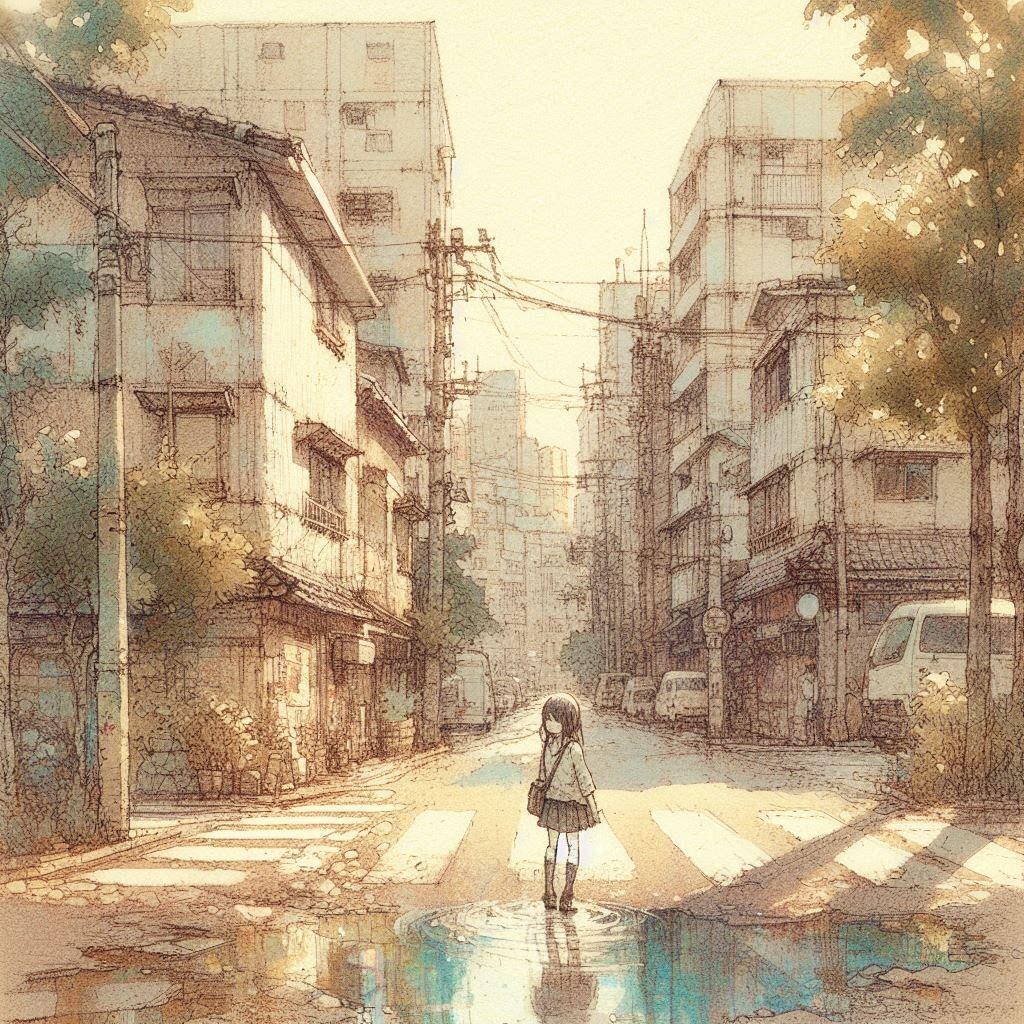 街と水たまり、少女257