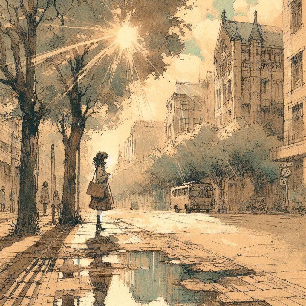 街と水たまり、少女257