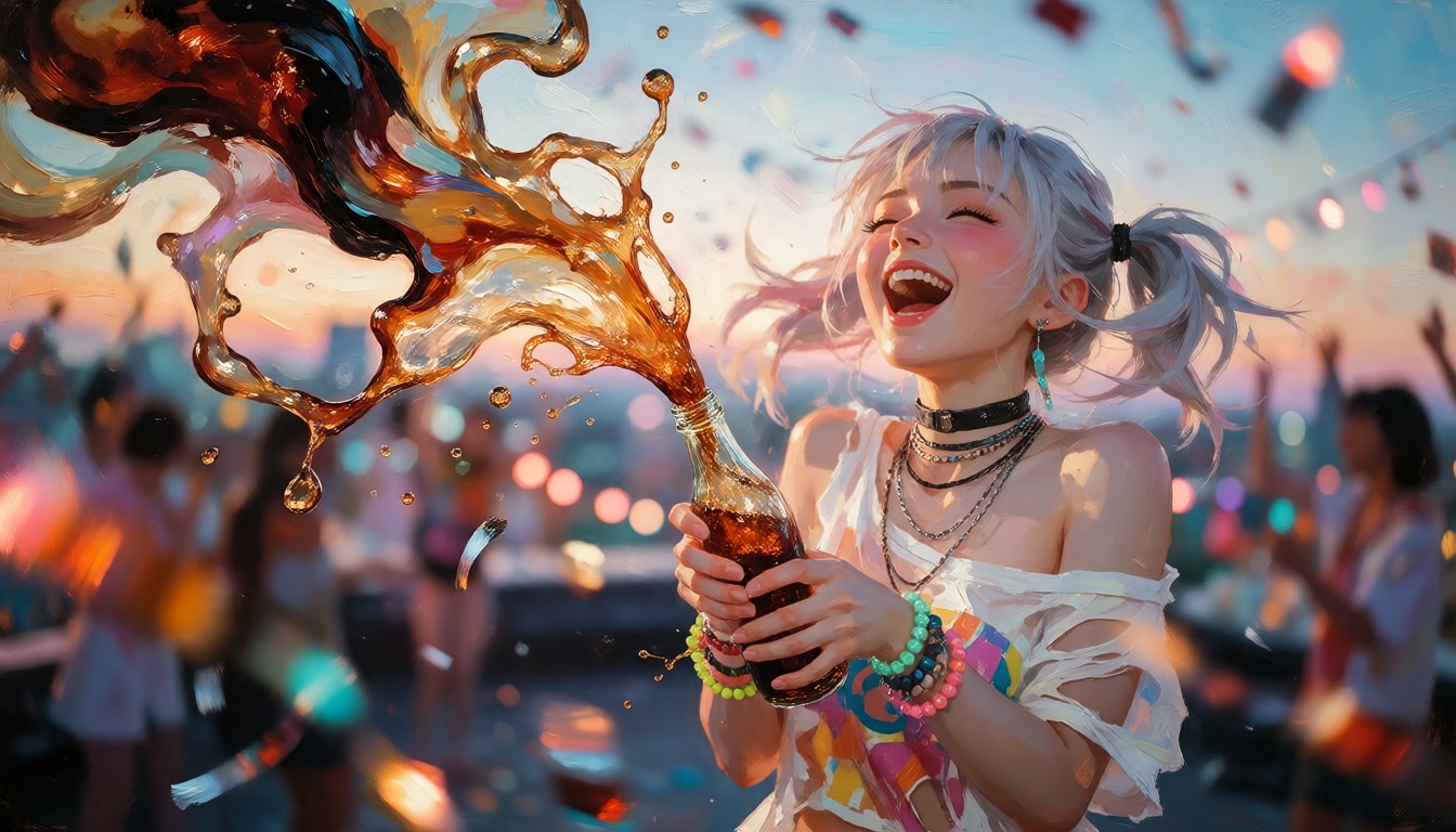 噴射するコーラ