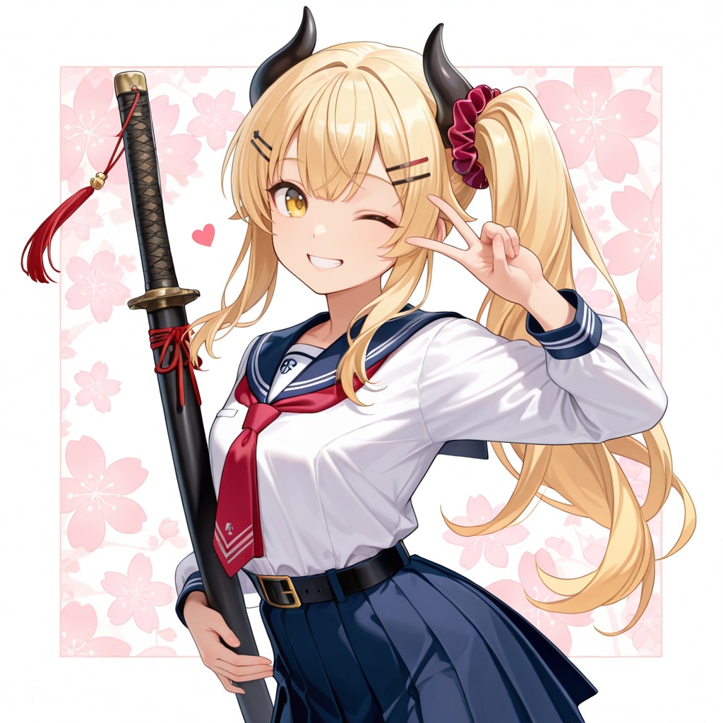 ウインクとピースな女鬼高生さん