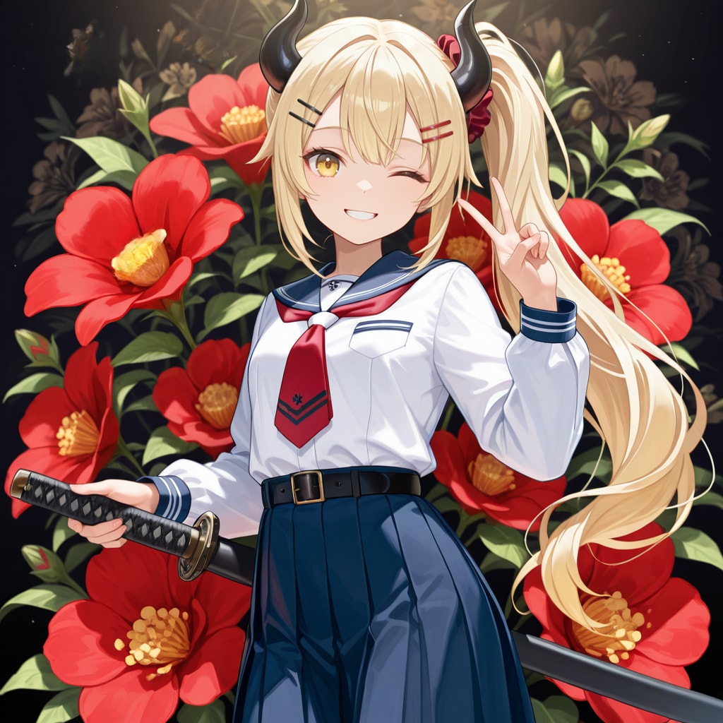 ウインクとピースな女鬼高生さん