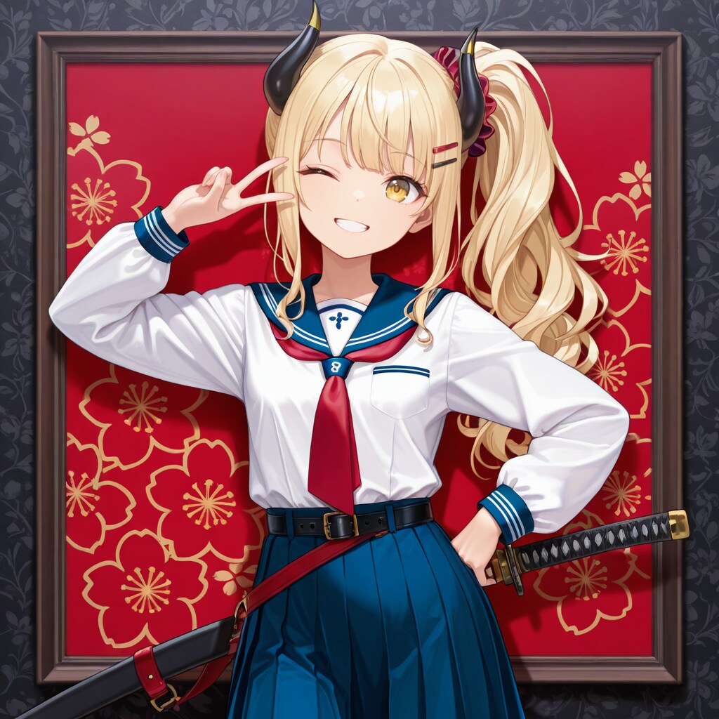 ウインクとピースな女鬼高生さん