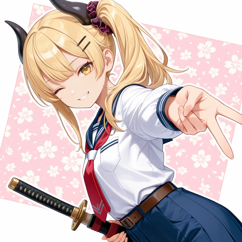 ウインクとピースな女鬼高生さん