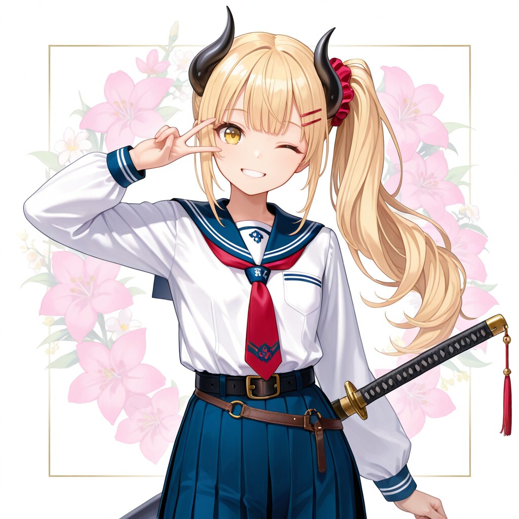 ウインクとピースな女鬼高生さん