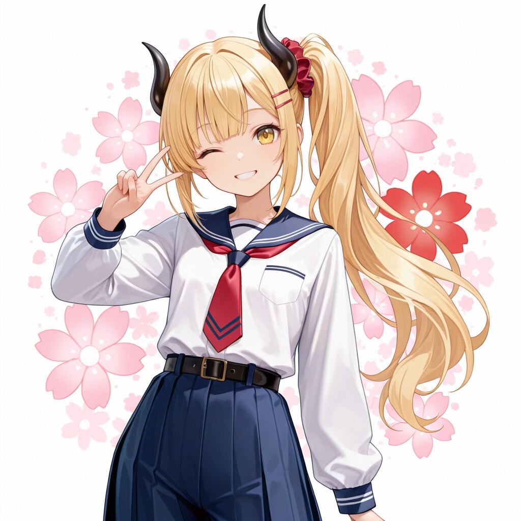 ウインクとピースな女鬼高生さん