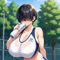 【今日の腹筋】メカクレちゃん練習終わり 4枚目