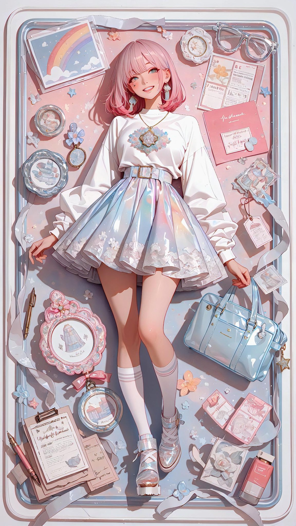 虹色の思い出を抱く少女の午後