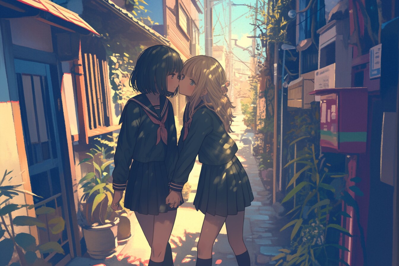 キスしたい二人のJK135 | の人気AIイラスト・グラビア