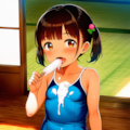汚してもいい格好でアイスを食べる子 3枚目