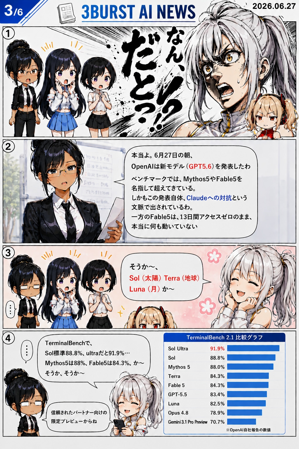 📡 3BURST AI NEWS 2026.06.27　GPT-5.6、公式発表されたわ。