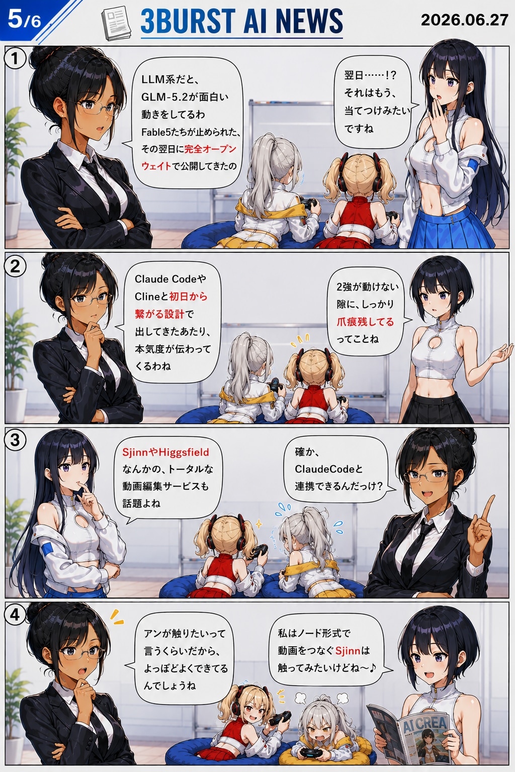 📡 3BURST AI NEWS 2026.06.27　GPT-5.6、公式発表されたわ。