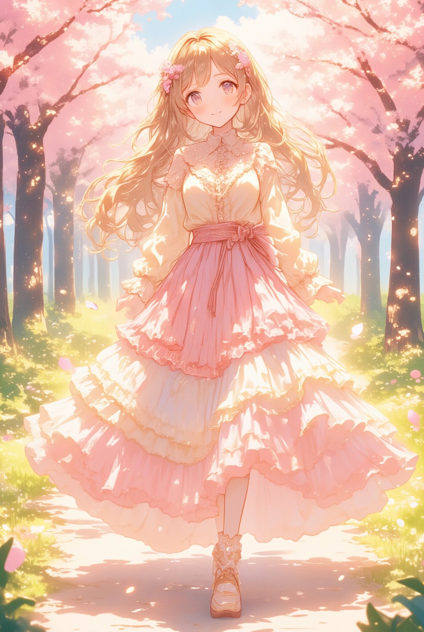 春のフリフリロングスカートちゃん | の人気AIイラスト・グラビア