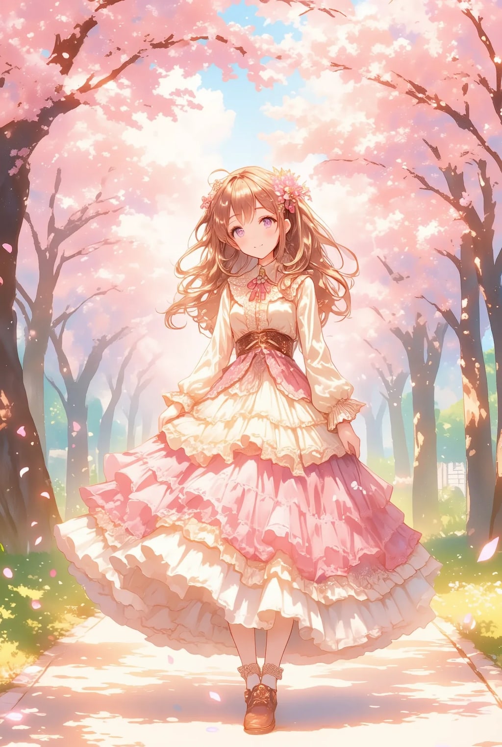 春のフリフリロングスカートちゃん