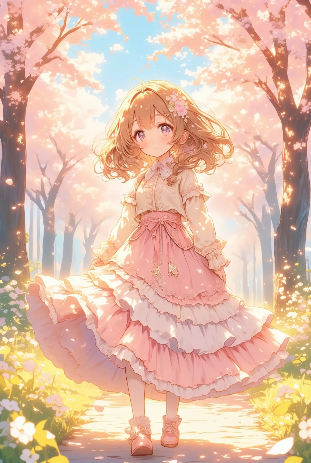 春のフリフリロングスカートちゃん