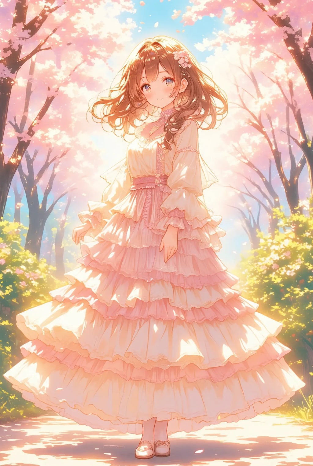 春のフリフリロングスカートちゃん