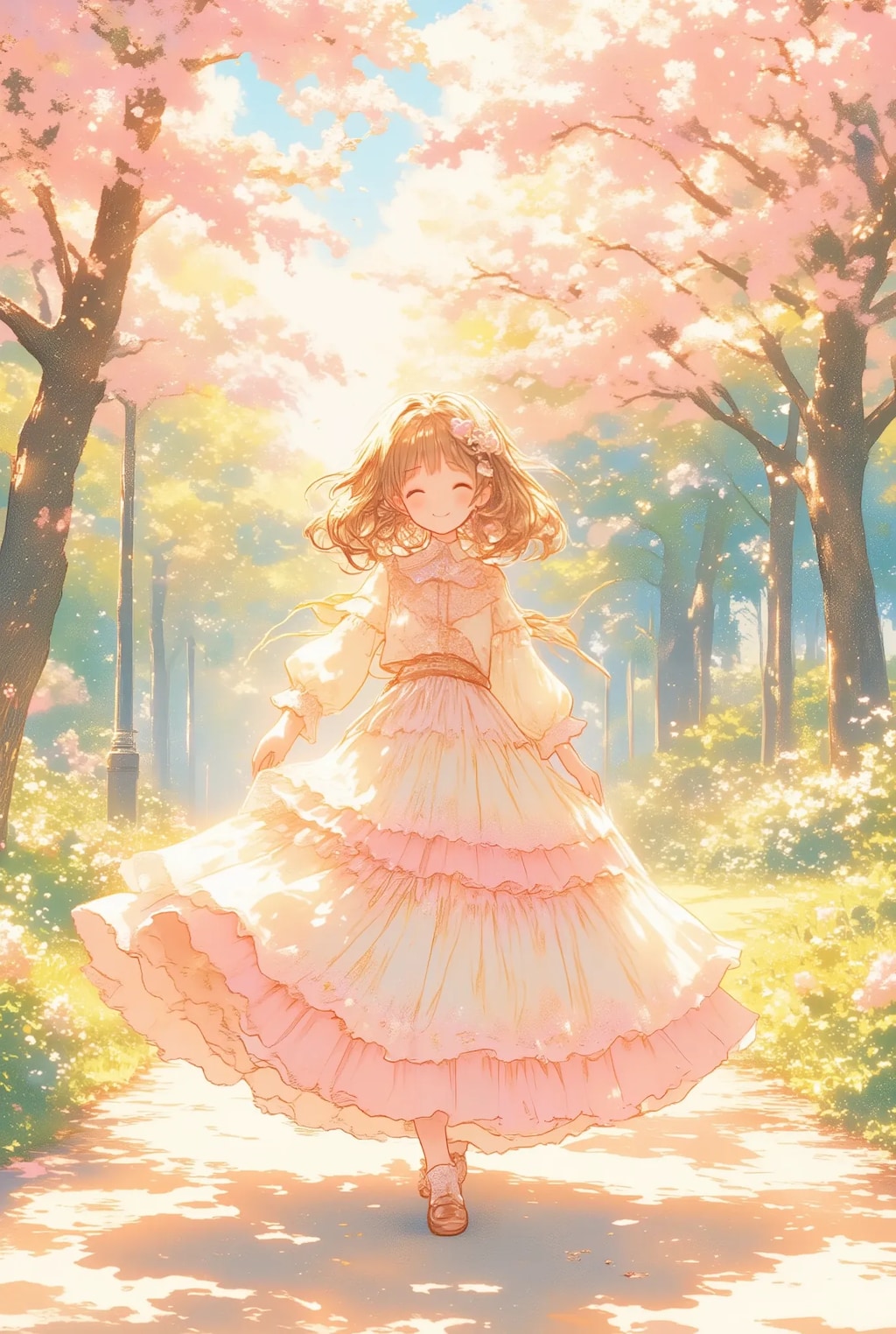 春のフリフリロングスカートちゃん