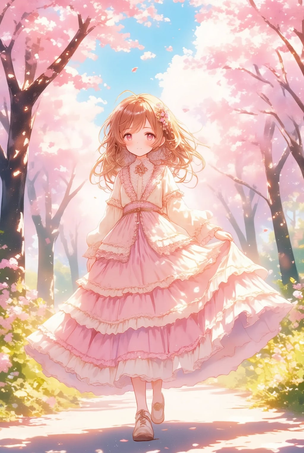 春のフリフリロングスカートちゃん