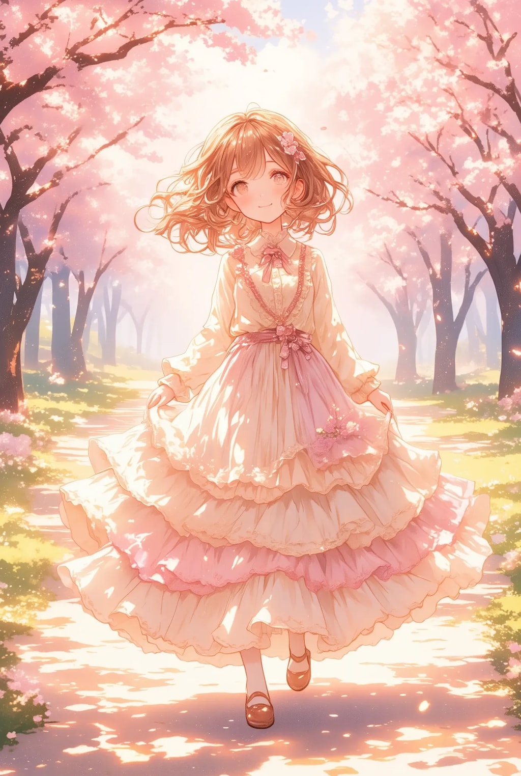 春のフリフリロングスカートちゃん