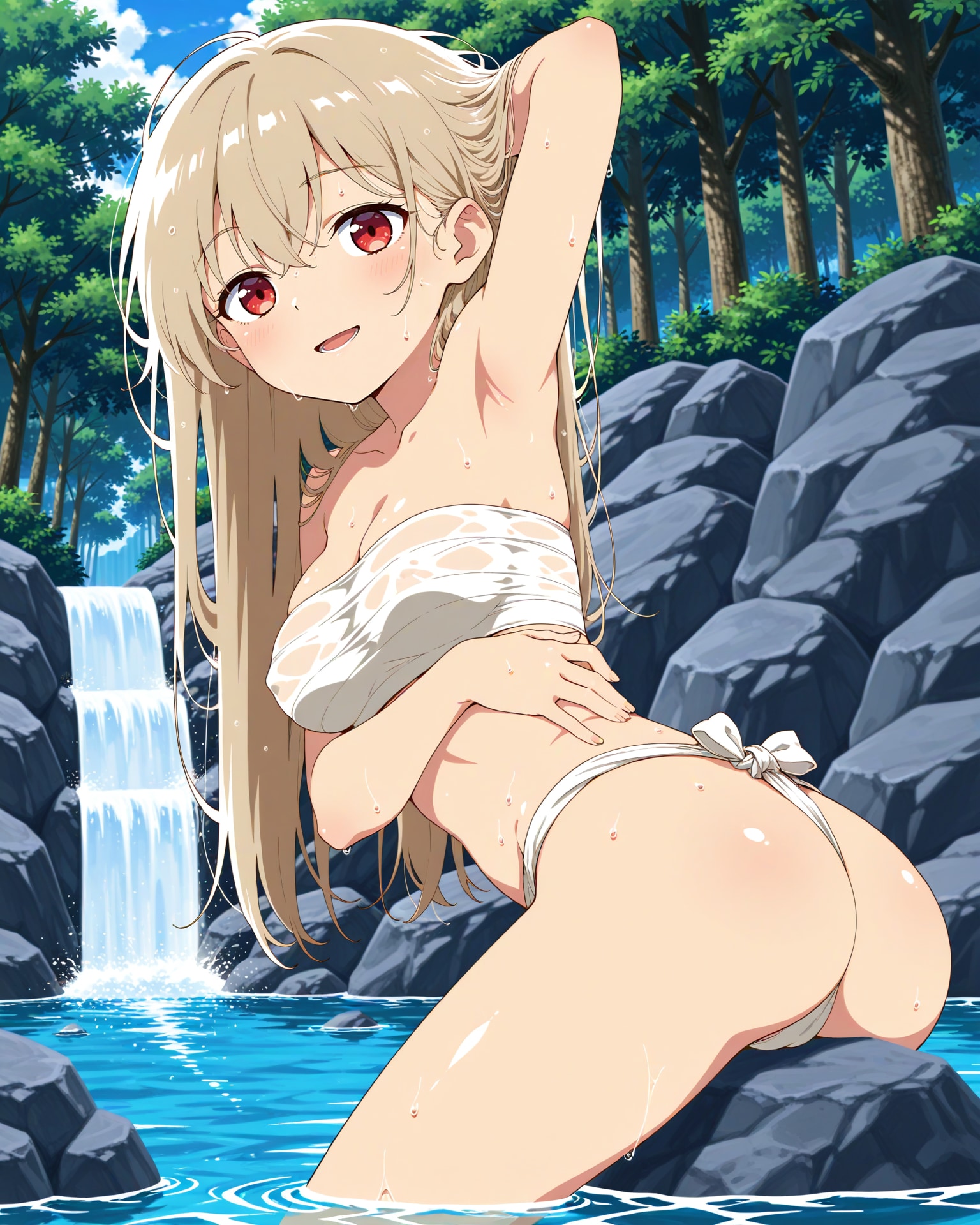 さらしとふんどしで水浴び