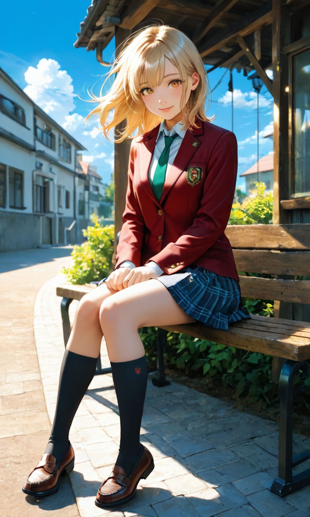 ベンチに座る少女