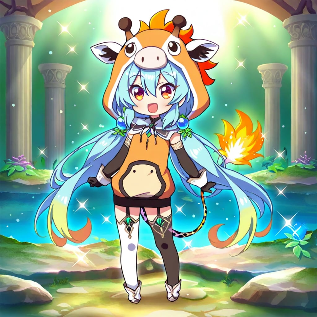 地底湖と神殿とアニマル着ぐるみちび子ちゃん