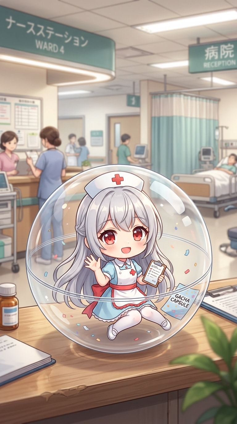 ナース服姿のPAPYRUSちゃんをカプセルに入れたよ | の人気AIイラスト・グラビア