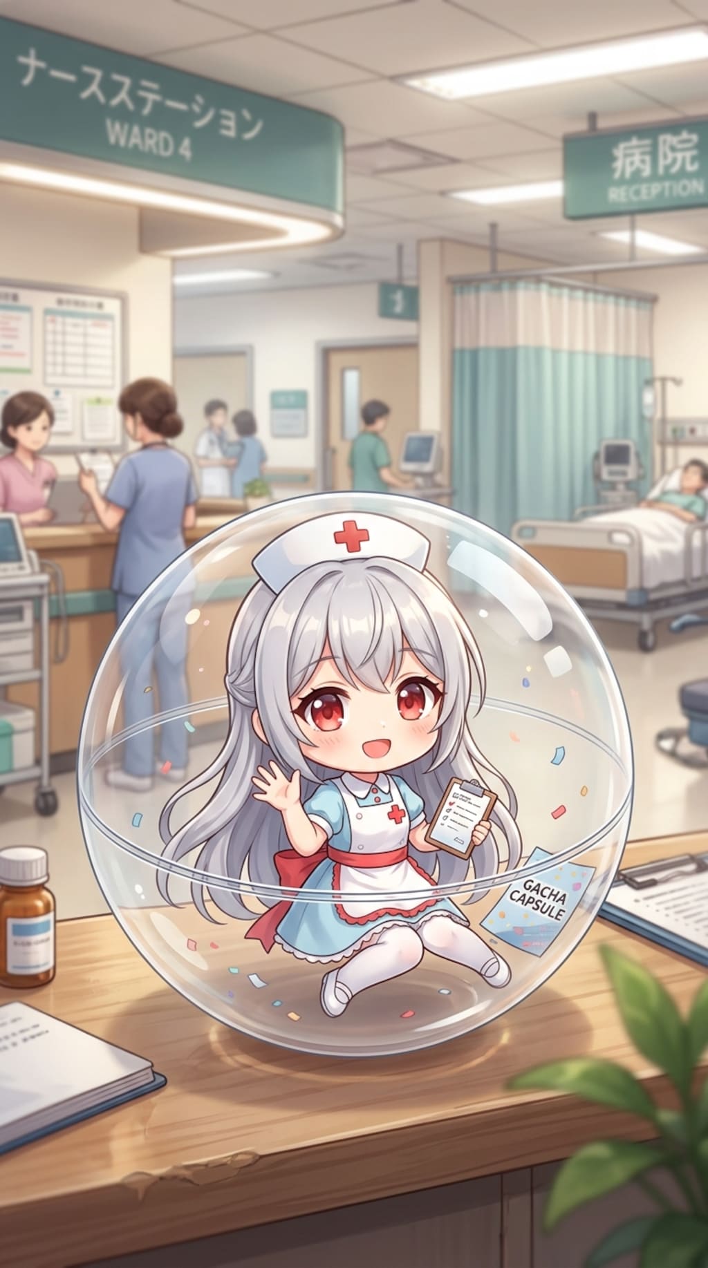 ナース服姿のPAPYRUSちゃんをカプセルに入れたよ