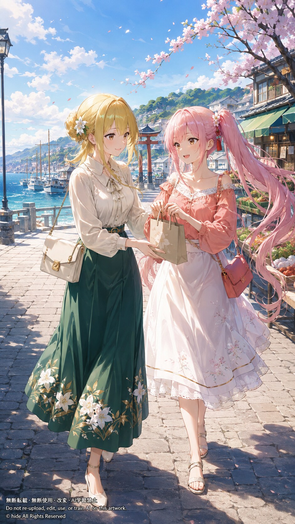 🌸 港町でお買い物 | の人気AIイラスト・グラビア