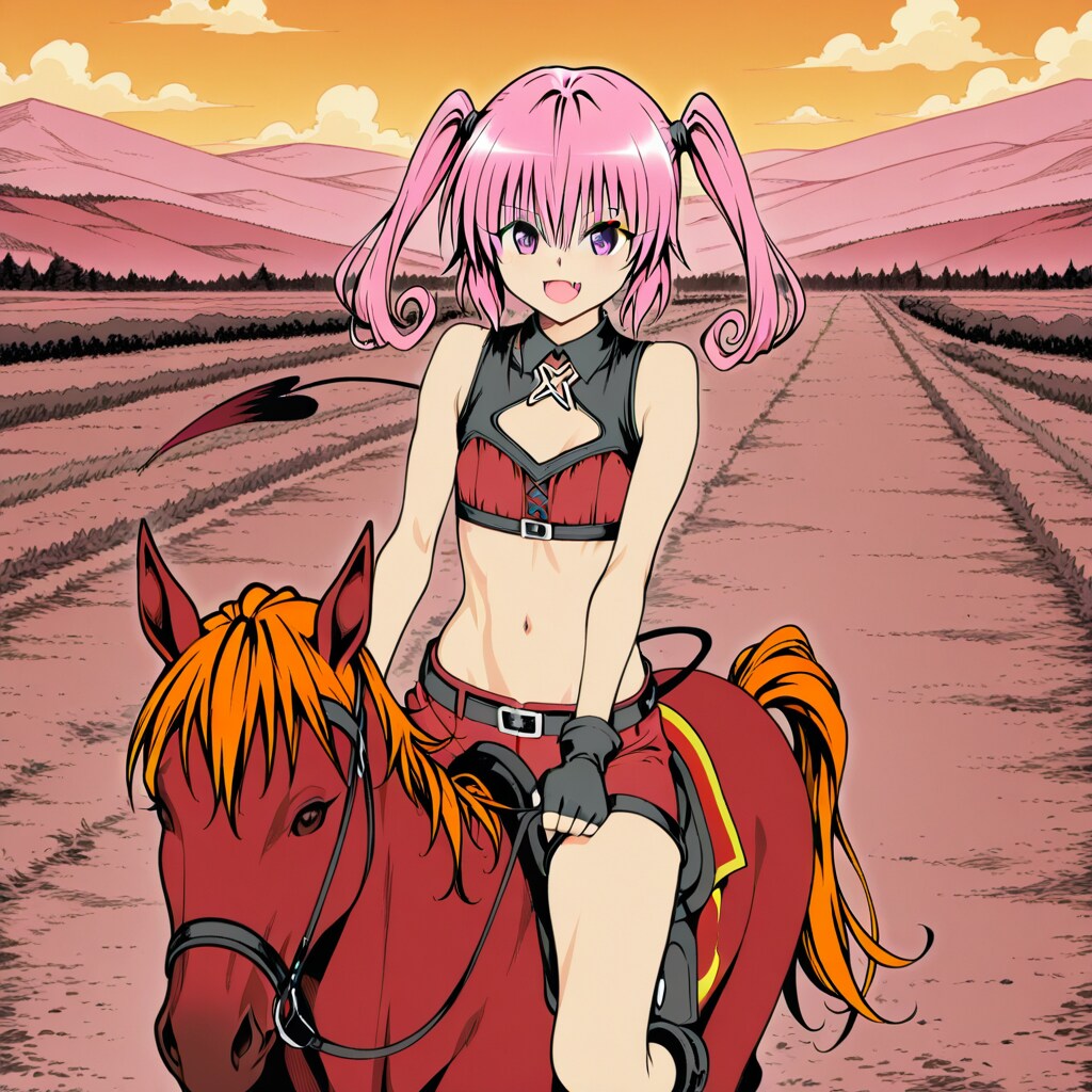 騎乗するナナ・アスタ・デビルーク
