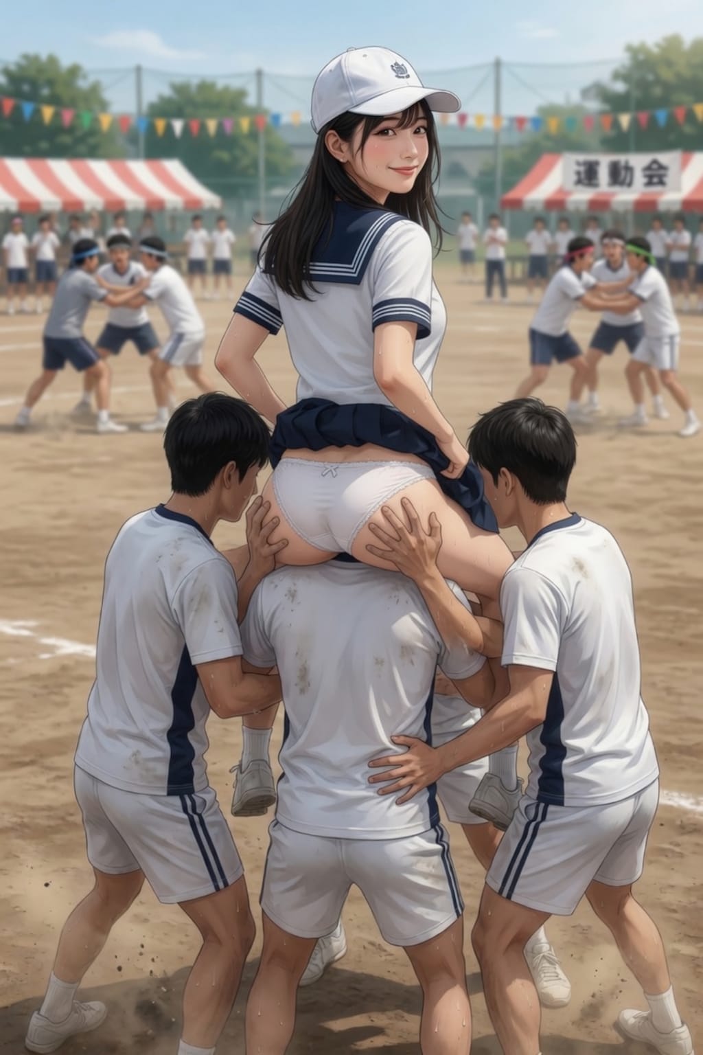 セーラー服で騎馬戦やったらパンツ脱がされた