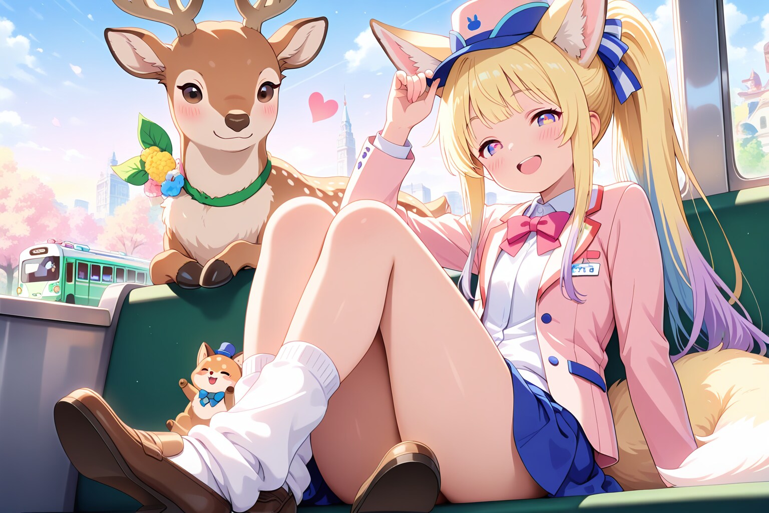 奈良の鹿とバスガイド