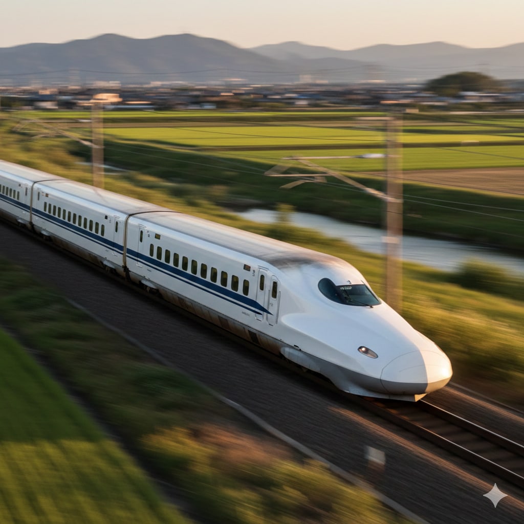 【スマホ版Gemini】東海道新幹線「のぞみ」の流し撮り風画像
