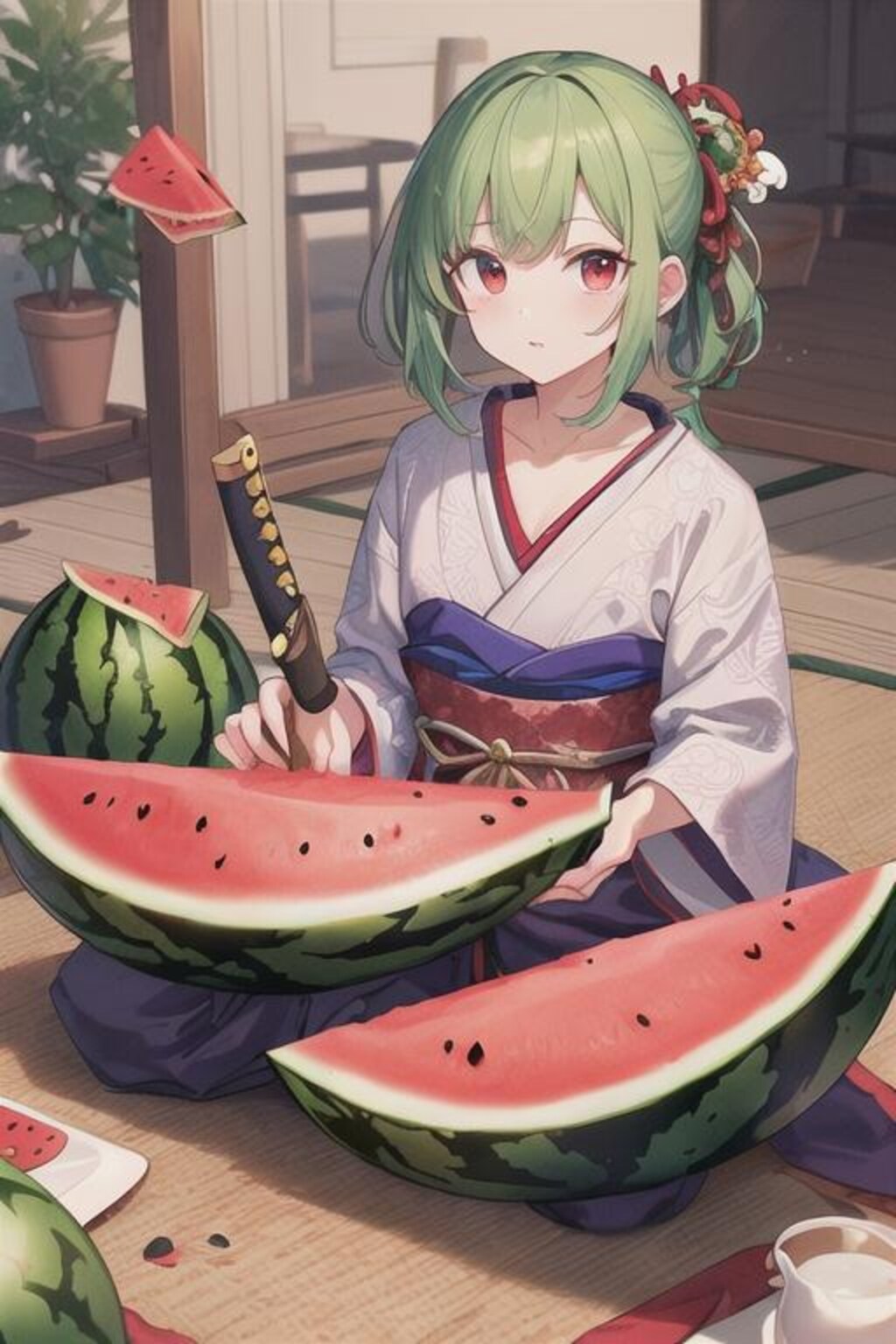 西瓜舞のスイカ斬り