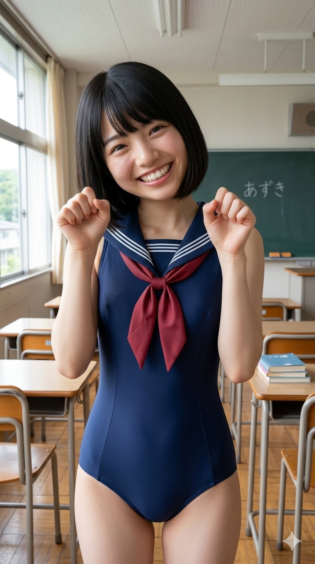 可愛すぎてガマンの限界突破…！ッ💦✨セーラースク水×猫耳のエチコスでの無邪気すぎる“ゴロにゃん”ポーズに理性完全欠落！！“kawaii”が渋滞する至高の4連射！ッ💦✨