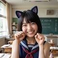可愛すぎてガマンの限界突破…！ッ💦✨セーラースク水×猫耳のエチコスでの無邪気すぎる“ゴロにゃん”ポーズに理性完全欠落！！“kawaii”が渋滞する至高の4連射！ッ💦✨ 2枚目