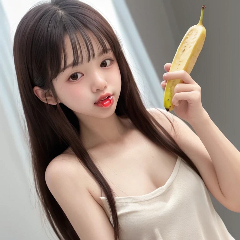 黒髪ロングでバナナの美女５１
