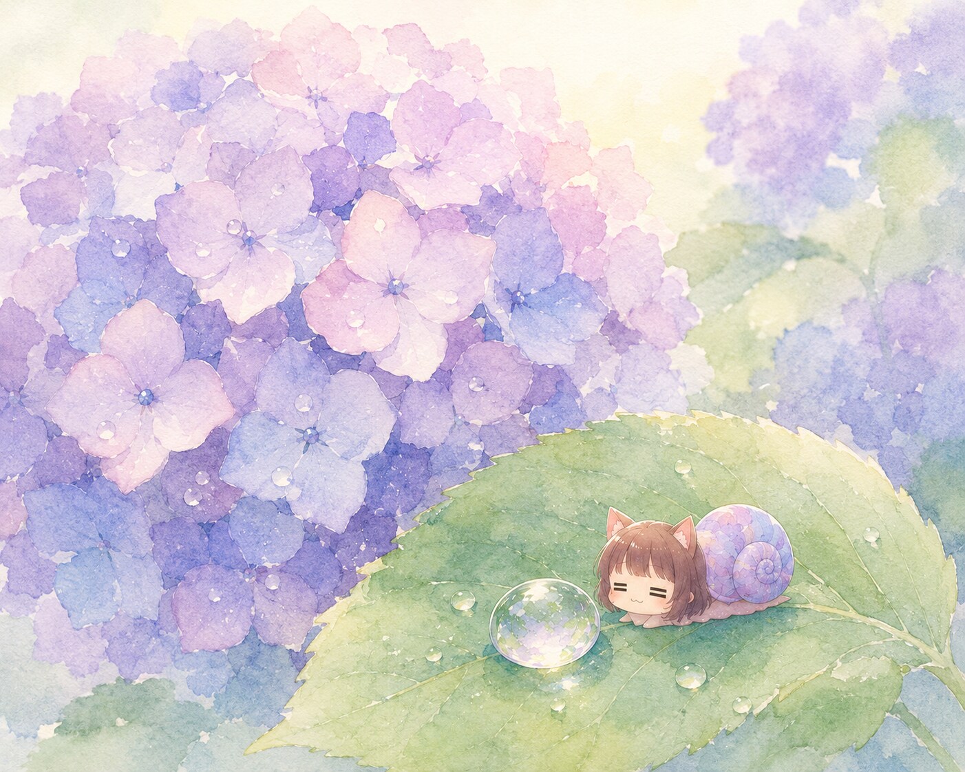 紫陽花とカタツムリ