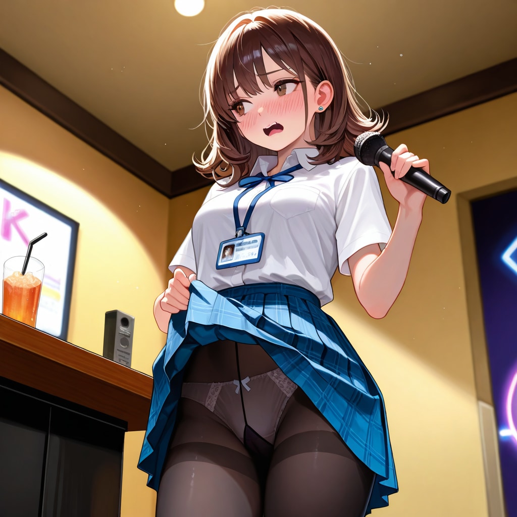 コスプレOLさんにたくし上げてもらう