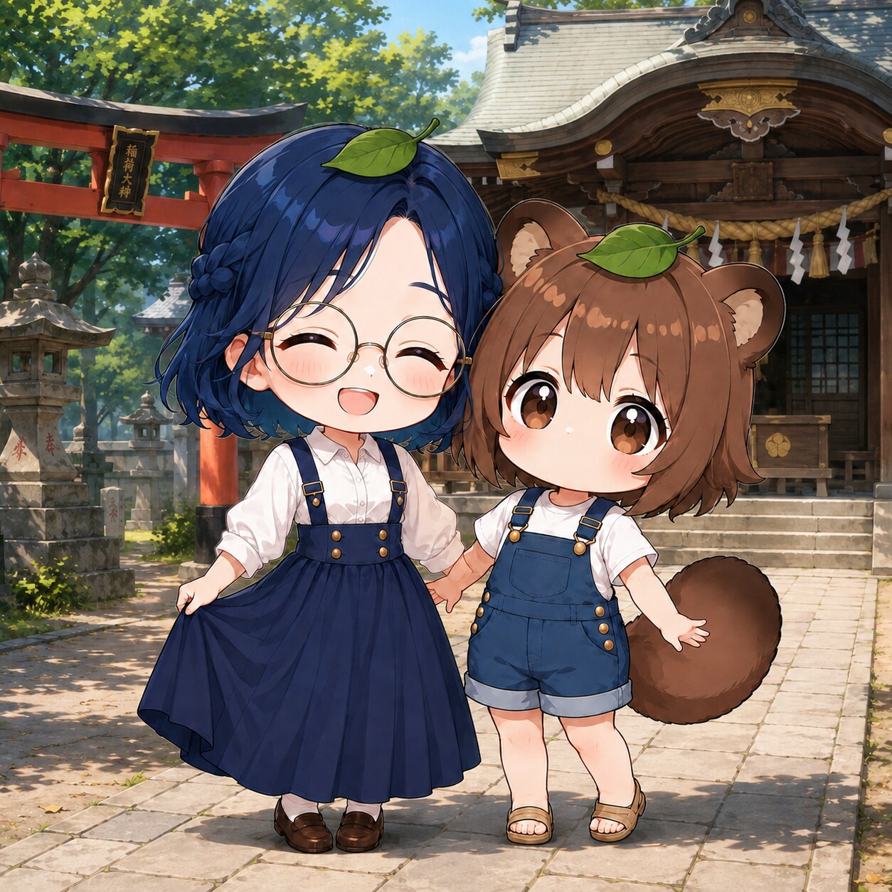 【FA御礼】マメタヌキちゃんとツーショット🌿 | の人気AIイラスト・グラビア