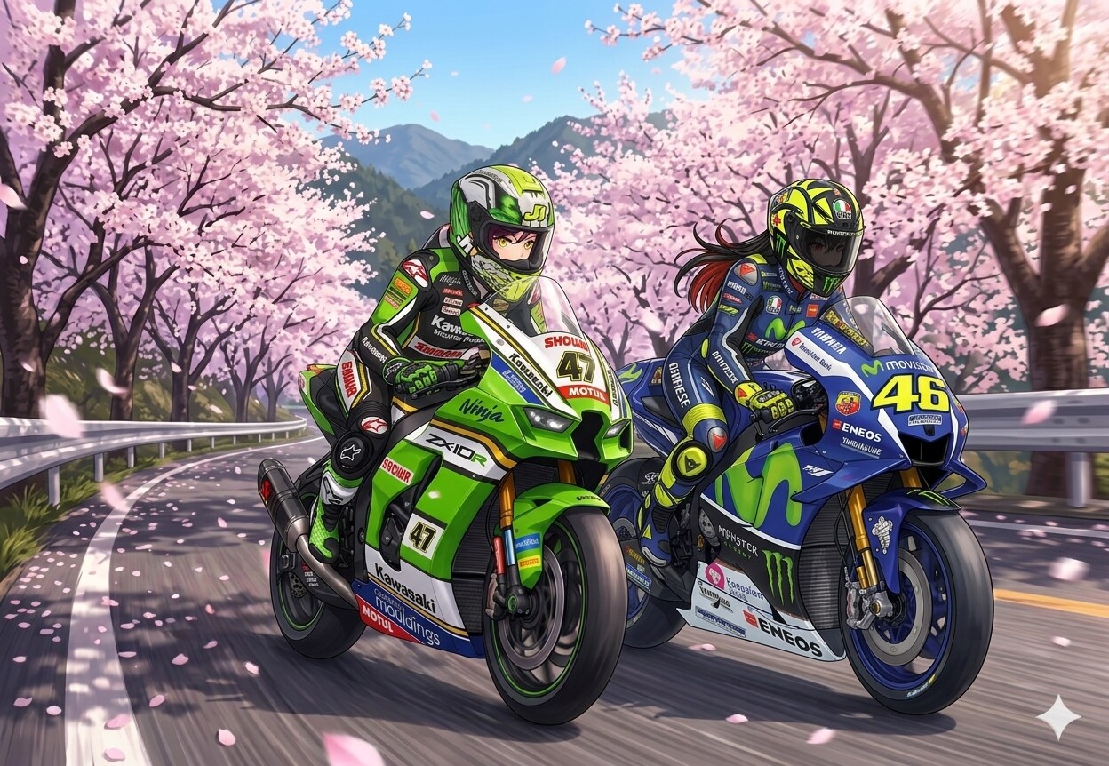 仲良く(❓）ツーリング🏍️🏍️