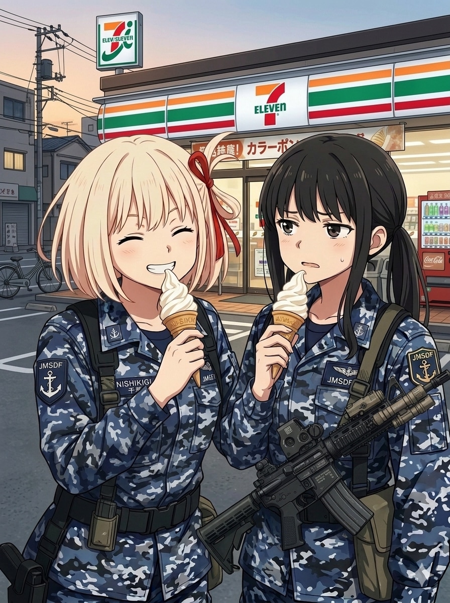 コンビニ前の二人