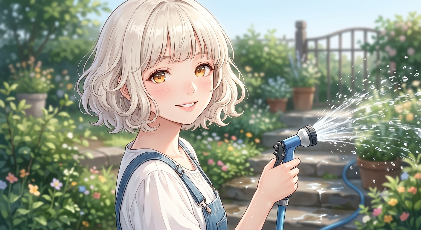 水撒き。