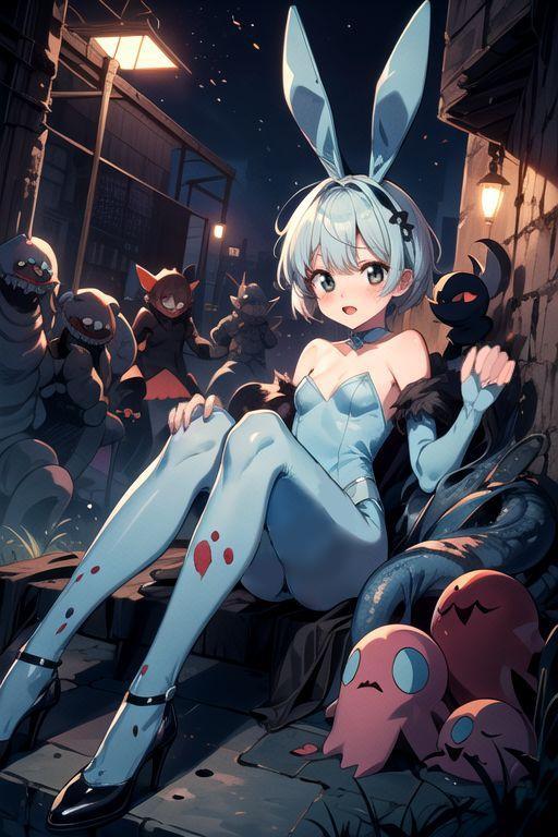 バニーガール　ホラー　コラージュ