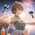 漢服の歌織さんと川辺の花火(ちちぷい&PixAI版改) 5枚目