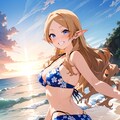 エルフなギャルと夕日のビーチで 6枚目